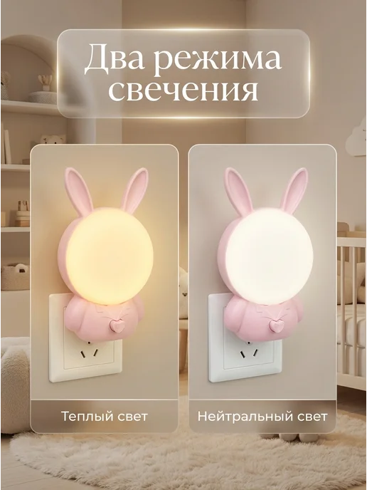 LEDCITY Ночник светильник детский светодиодный в розетку, белый, фото 3