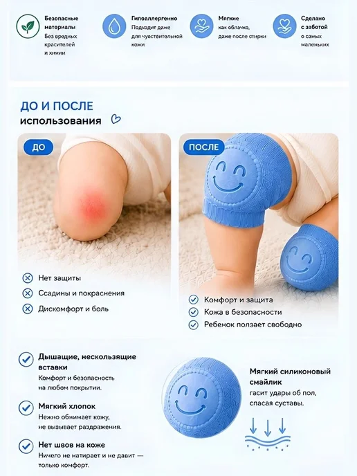 Наколенники для ползания (защитные,синие,резиновым покрытием, синий, фото 2