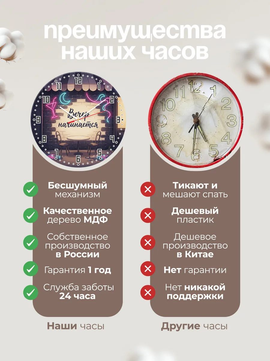 Часы настенные бесшумные Неон бар вывеска 33 см — фото 10