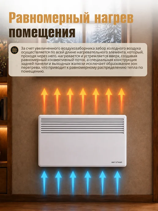 Aeroheat Конвектор электрический EC CP1500W M 4L62 с ножками, 1500 Вт, фото 4