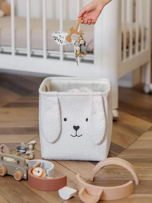 Корзина для игрушек 28x28x28 см, хлопок, бежевая, 28x28x28 см, фото 4