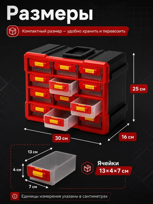 Инстрапласт Ящик для инструментов х 25 см, 12 секц, 12 отд, черный, фото 6