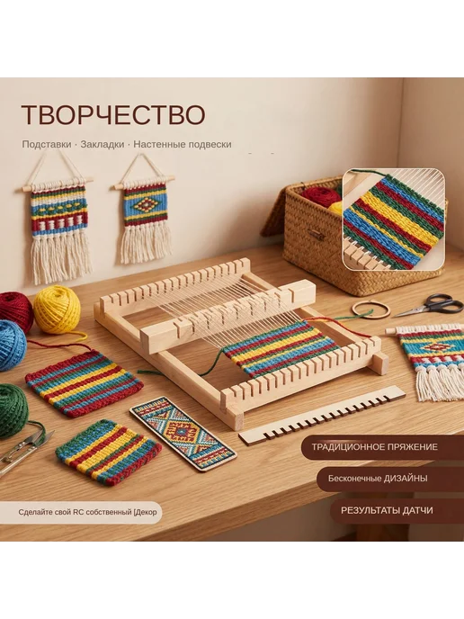 Детский мини-ткацкий станок из дерева, 6–12 лет, вариант, фото 5