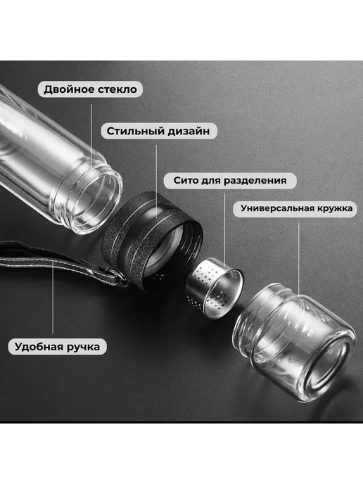 Термокружка бежевый, 0.5 л черный, 500 мл, фото 2