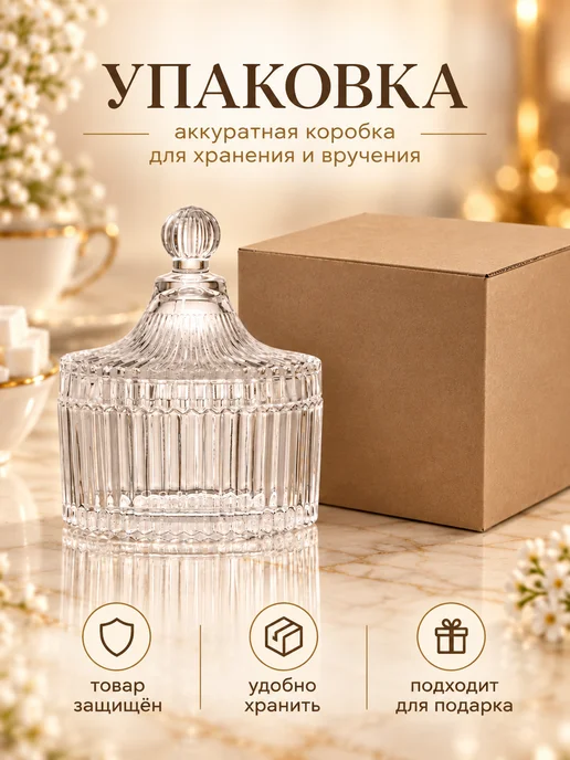 Infinity pick Сахарница_Икорница стеклянная с крышкой, белый, фото 4