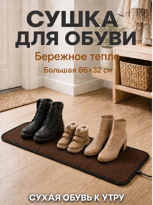 PROFI HOUSE Коврик с подогревом для сушки обуви, универсальный для ног, вариант