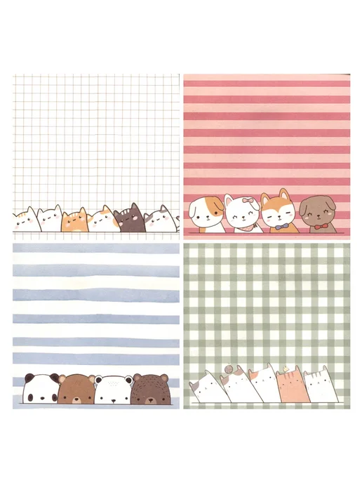 Нет бренда Блок бумаги 80*80 самоклеящийся 80 листов, "Cute animals", 80x80, фото 2