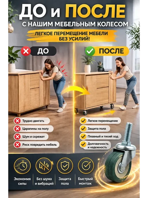 кнк09 Колесо поворотное мебельное, зеленый, фото 2