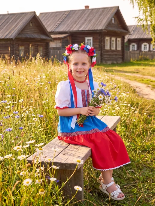 Карнавалия чудес Русский народный костюм для девочки Россия, вариант, фото 7