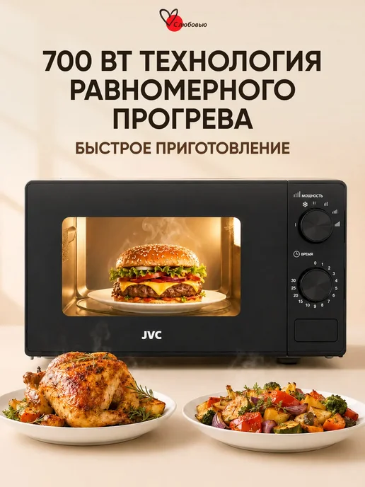 JVC Микроволновая печь, СВЧ, Микроволновка 20 л 700 Вт, 20 л, 700 Вт, фото 4