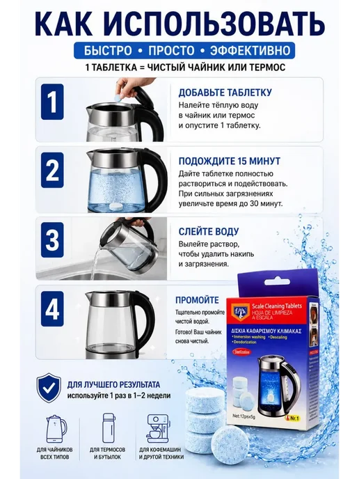 ТОПпчик Таблетки от накипи для чайника и кофемашины 12 шт, 12 шт, фото 4