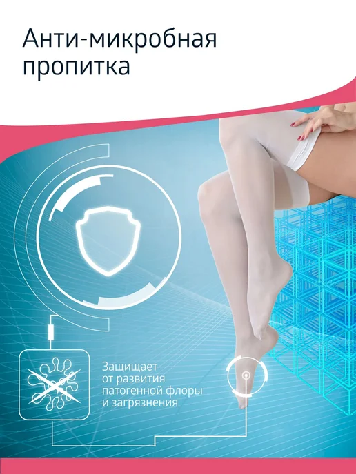 Чулки компрессионные B.Well JW-216 белый, 1 класс компрессии, 1 пара, вариант, фото 5