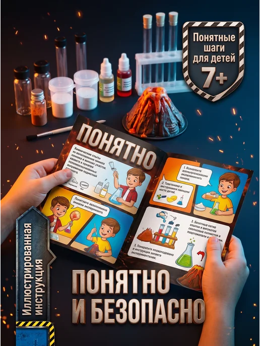 IQ Эксперимент Набор опытов 15 в 1 дракон против динозавра детям, вариант, фото 2