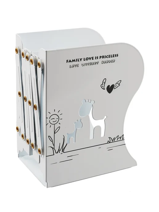 MESHU Подставка для книг, металл, раздвижная -, белый