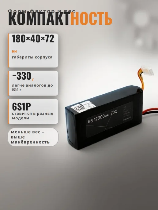 ГАСКАР Аккумулятор LiHV 23.1В 12000мАч 6S 70C, 12000 мАч, фото 4