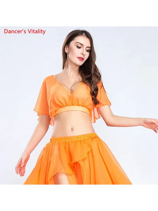 Нет бренда Dancer's Vitality Шифоновый топ для танца живота, белый, фото 3