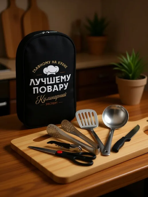 Подарочный набор для пикника "Лучшему повару", черный, фото 2