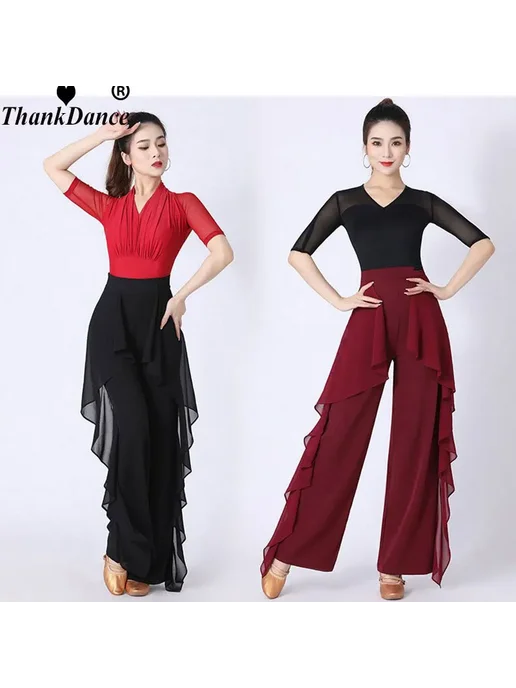 Thankdance Женские шифоновые брюки для латинских танцев, черный, фото 2