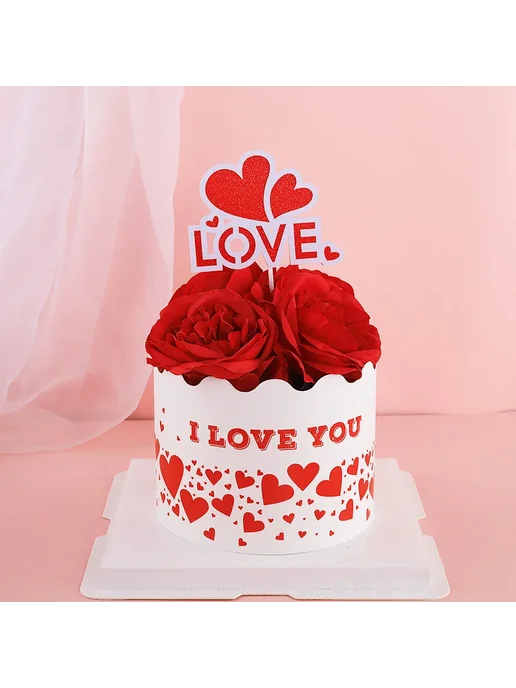 Декоративные фигурки для торта Jeyomerry Розовый, love heart, розовый, фото 3