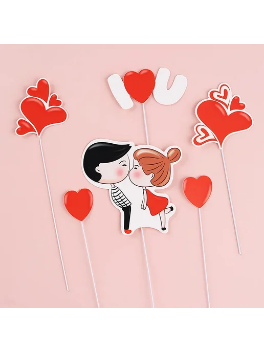 Декоративные фигурки для торта Jeyomerry Розовый, love heart, розовый, фото 6