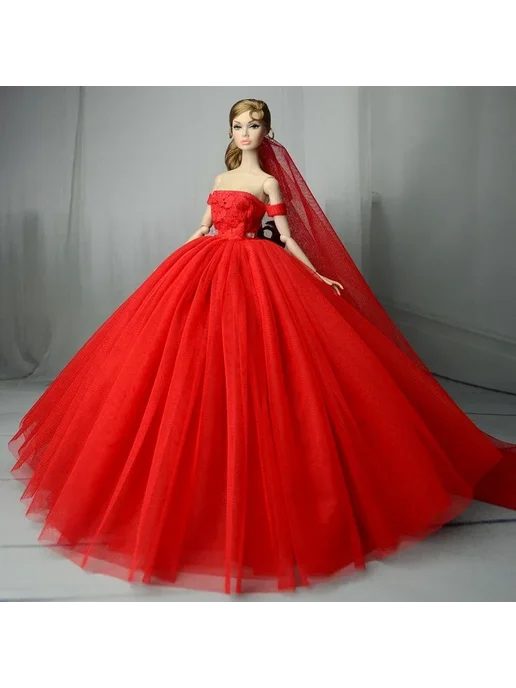 Нет бренда Наряды для кукол BABI Бежевый, Dress 02, красный
