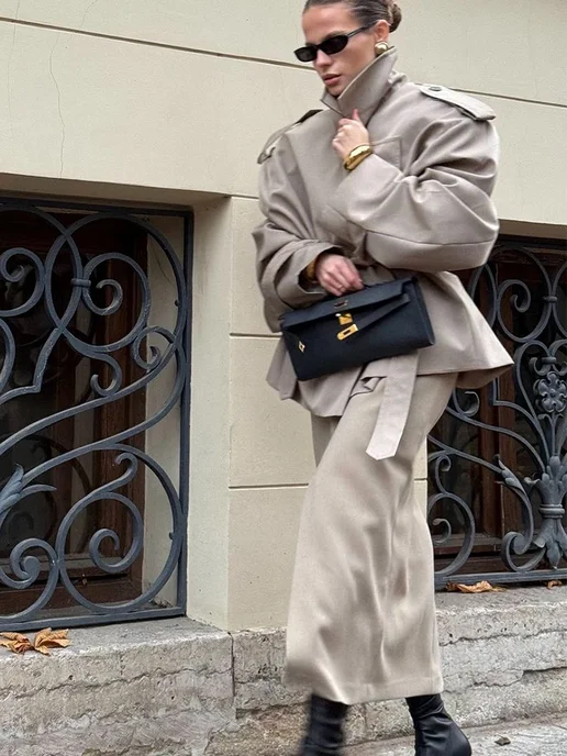 Tbpro Женский тренч из полиэстера, черный, фото 6