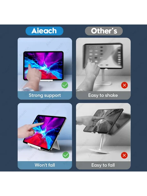 AIEACH Складная подставка для планшета 7,9-11 дюймов Черный, белый, фото 4