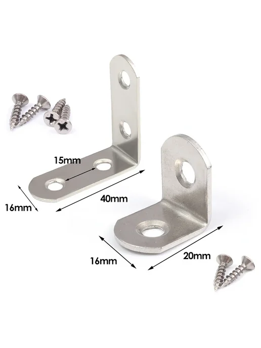 Нет бренда Кронштейны L-образные из нержавеющей стали, 20PCS, 20 шт, фото 2