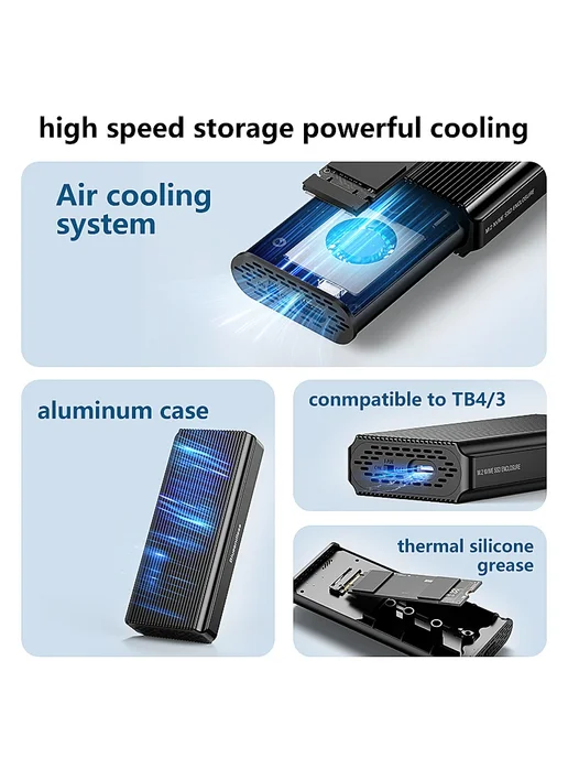 Blueendless корпус SSD M.2 NVMe 40Gbps с кулером, Thunderbol, вариант, фото 4