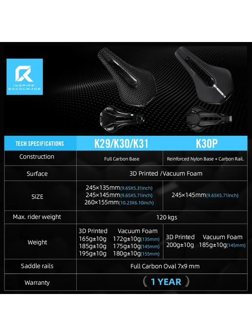 RYET Седло для велосипеда 260x155mm, 195g, K31, черный, фото 7