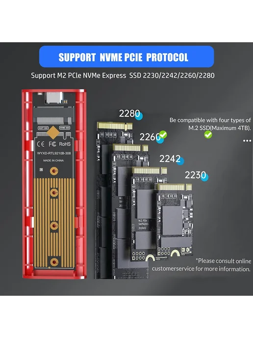 IRhasta Корпус для SSD USB C 3.1 Gen 2 10 Гбит с NVMe Case A, вариант, фото 5