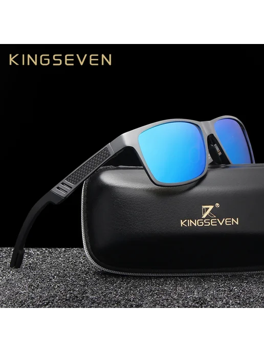 KingSeven Солнцезащитные очки для мужчин из алюминия Gun Gra, черный, фото 2