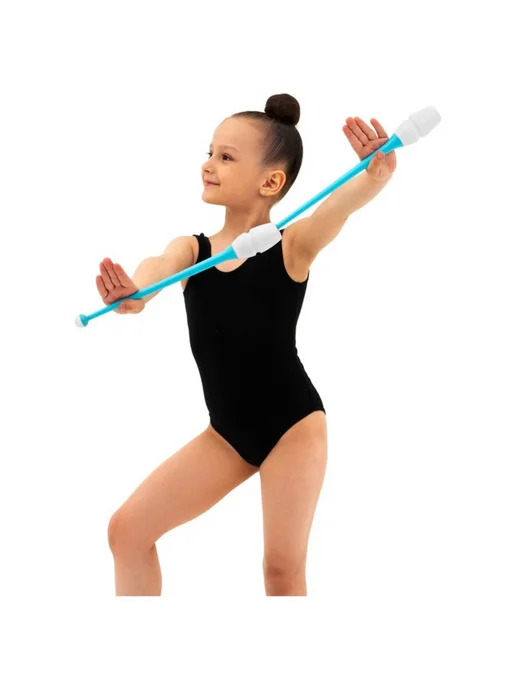 RGB (Russian Gymnastics Brand) Булавы для художественной гимнастики, белые, голубые, голубой, фото 3