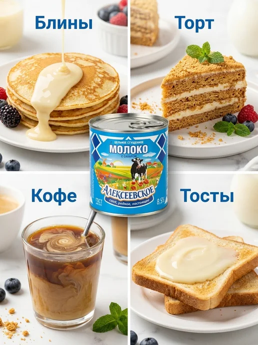 Коровка из Кореновки Сгущенка "Алексеевское", м.д.ж.8.5%, 4 банки по 380 гр, 380 г, фото 6