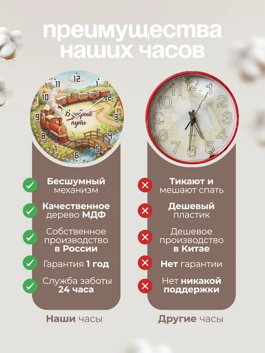 Подарки190 Часы настенные бесшумные В добрый путь в детскую 33 см, белый, фото 7