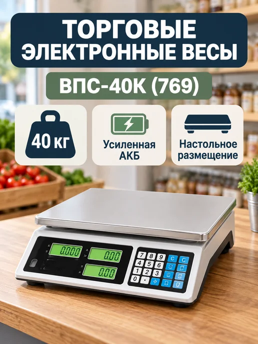 Весы торговые электронные COMFORT ВПС-35 до 35 кг, 40 кг