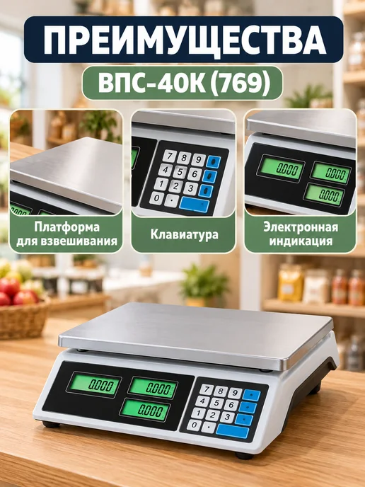 Весы торговые электронные COMFORT ВПС-35 до 35 кг, 40 кг, фото 3