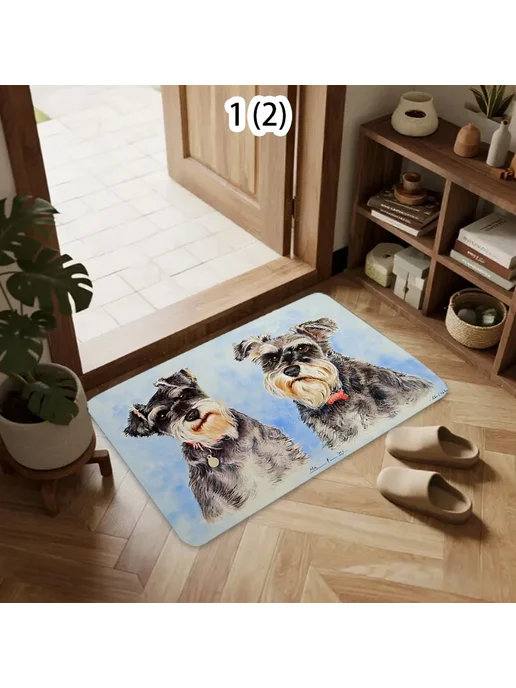 Коврик для прихожей Шнауцер из полиэстера 50X80cm, 5, черный, фото 3