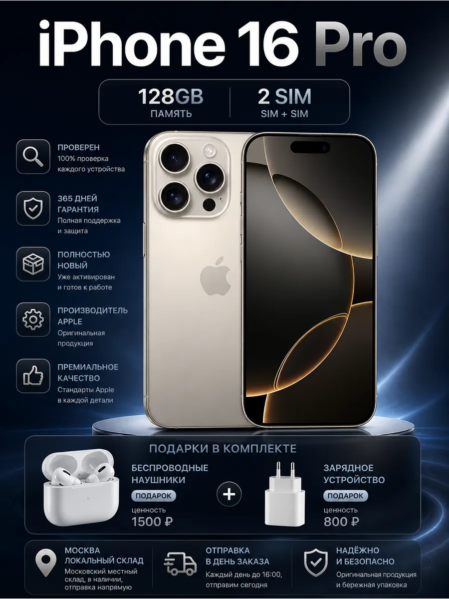 Apple Смартфон iPhone 16 Pro128 ГБ