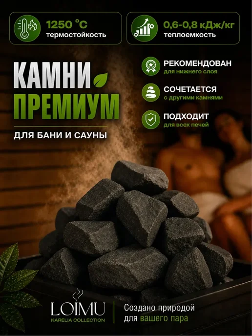 Камни для бани и сауны Габбро диабаз колотый 20 кг коробка, 20 кг, фото 7