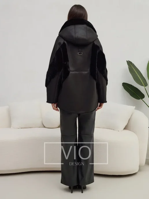 Vio Design Дубленка демисезонная, черный, фото 6