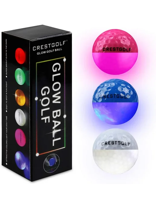 CRESTGOLF 3шт светодиодные мячи для гольфа, цвет mixed styl, 3 шт