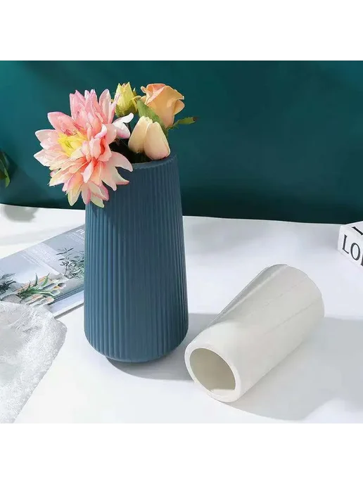 Пластиковая ваза Morandi Белый style2 white, синий, фото 3