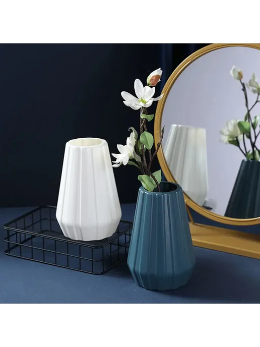 Пластиковая ваза Morandi Белый style2 white, синий, фото 6