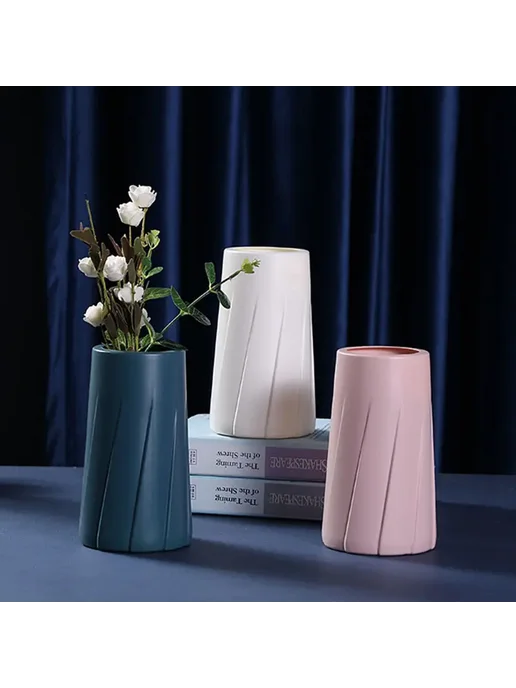 Пластиковая ваза Morandi Белый style2 white, розовый, фото 7