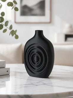 Ваза Orbit Echo с рельефным узором, черная