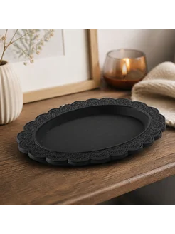 Декоративный поднос Black Lace, овальный, черный