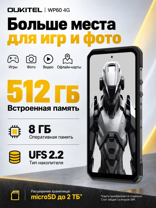 Смартфон OUKITEL Wp60 12/512 ГБ, черный, фото 5