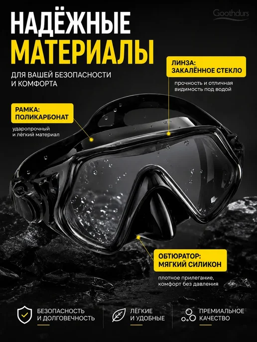 Маска для плавания с панорамным стеклом 180°, вариант, фото 2