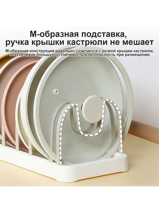 Держатель кухонный для крышек сковородок и тарелок, белый, фото 3